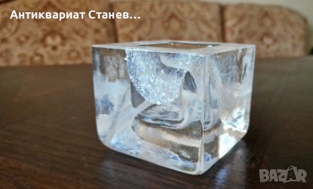 ❄️✨ KOSTA BODA SWEDEN – МАСИВЕН СТЪКЛЕН АРТ КУБ/СВЕЩНИК С НЕВЕРОЯТЕН СВЕТЛИНЕН ЕФЕКТ ✨❄️, снимка 2 - Декорация за дома - 54933056