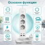 Смарт Разклонител Aerbes с 3 контакта 4 USB портове Type-C и 2м кабел, снимка 3