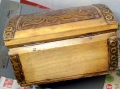 Стара ДЪРВЕНА КУТИЯ за БИЖУТА Тип РАКЛА с КРАСИВ МЕДЕН ОБКОВ, снимка 6