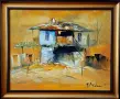 Картина, пейзаж, къщи, худ. П. Митков, 2015 г., снимка 1