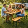 Сгъваем комплект градинска маса с 2 пейки - От чамово дърво, снимка 3