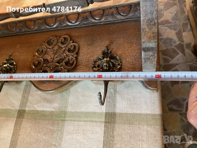 продавам старинна стенна закачалка с рафт масивен дъб , снимка 6 - Антикварни и старинни предмети - 54210564