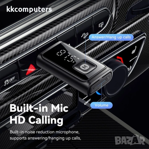 ESSAGER Bluetooth FM Трансмитер за Автомобил с Вграден Микрофон и HD Разговори, снимка 7 - Зарядни за кола - 54087711