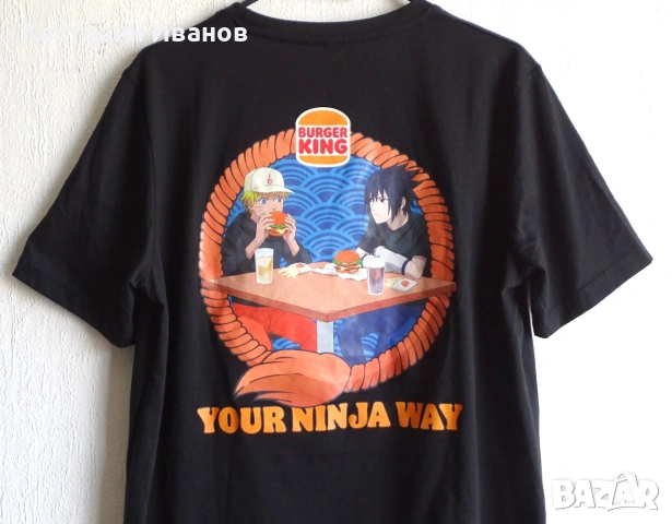 Burger King Naruto мъжка тениска Бургер Кинг Наруто, снимка 2 - Тениски - 55154552