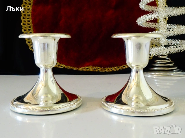 Английски посребрен свещник,печат. 
