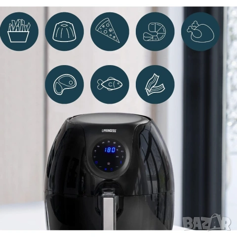 Чисто нов! Уред за здравословно готвене Princess, 5.2л., 1700W, Черен, снимка 6 - Фритюрници - 54940590