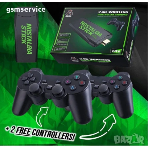 Безжичен контролер M8 Gamepad Retro Game Stick - 2.4G. Вградена в 10000+ игри 4K HDMI изход, 32GB