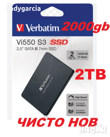  2TB SSD Verbatim Vi550 S3 2000gb 2.5 SATA 6Gb/s скорост четене/запис 550/500 MB/s 2tb 2ТБ 2тб