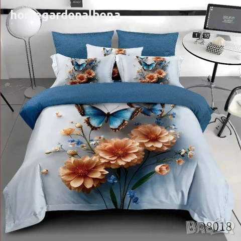 Флорален спален комплект с ластик 100% памук 200x230 / 180x200, снимка 5 - Спално бельо - 54094921