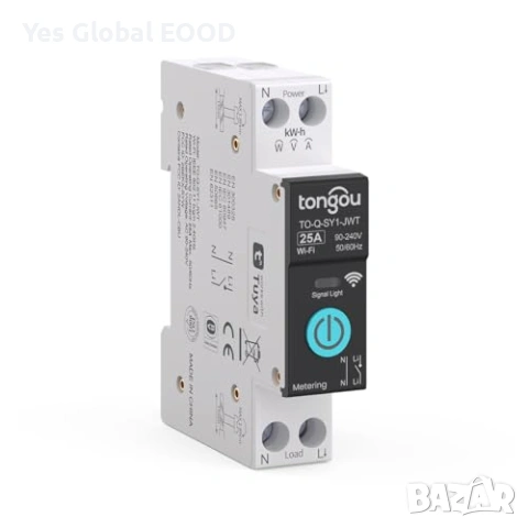 TONGOU WiFi Smart Switch 25A DIN с електромер Tuya