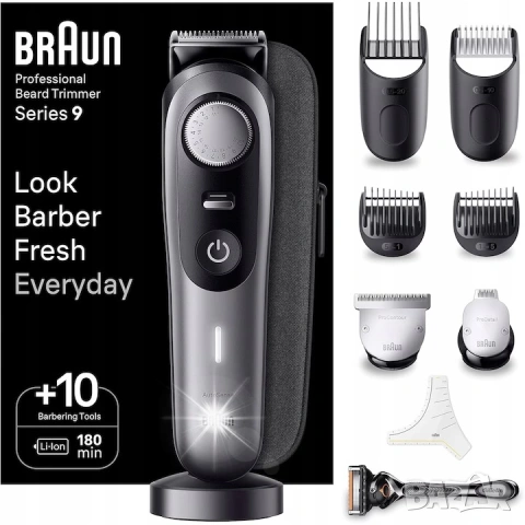 Тример за брада Braun Series 9 BT9420, 40 дължини, 0.5-20мм, снимка 3 - Тримери - 55255546