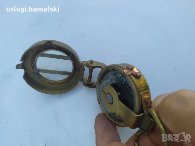 Стар месингов компас, снимка 3 - Антикварни и старинни предмети - 55693431