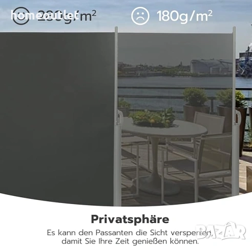 Странична тента 160 х 350 см BK1635TBP02, снимка 5 - Огради и мрежи - 54547914