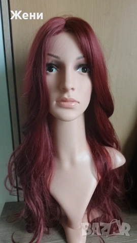  Дълга лейс фронт перука наситено бордо, снимка 12 - Аксесоари за коса - 54153902