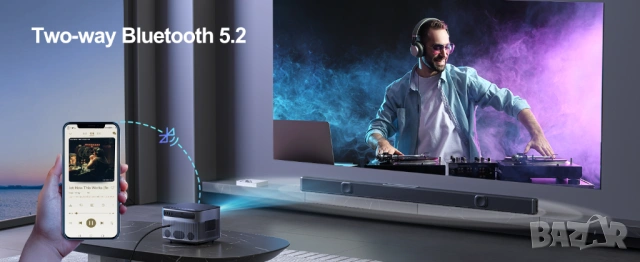 Видеопроектор Wimius, P64 WiFi Bluetooth Full HD 1080P, 600 ANSI лумена, 4K видео, WiFi-6, 300 инча , снимка 10 - Плейъри, домашно кино, прожектори - 54241155