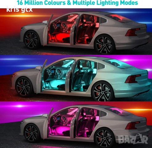 LED амбиентно осветление с APP контрол и 16 милиона цвята, музикален режим, цветна памет, снимка 3 - Аксесоари и консумативи - 55126093