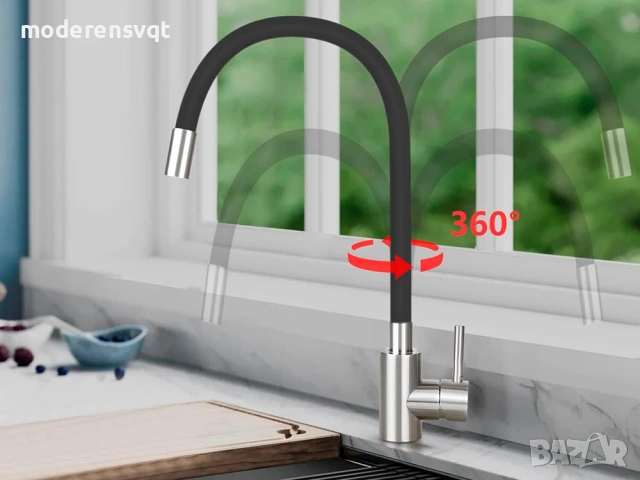 Кухненски смесител гъвкав с въртящ се чучур на 360 градуса, снимка 7 - Други - 53949579