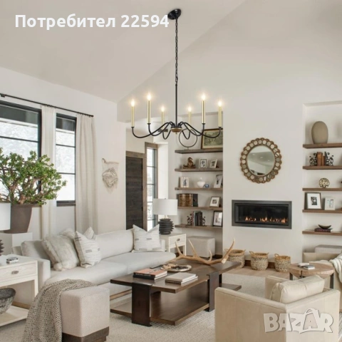 Полилей с 6 лампи , метален свещник, снимка 2 - Полилеи - 54804446