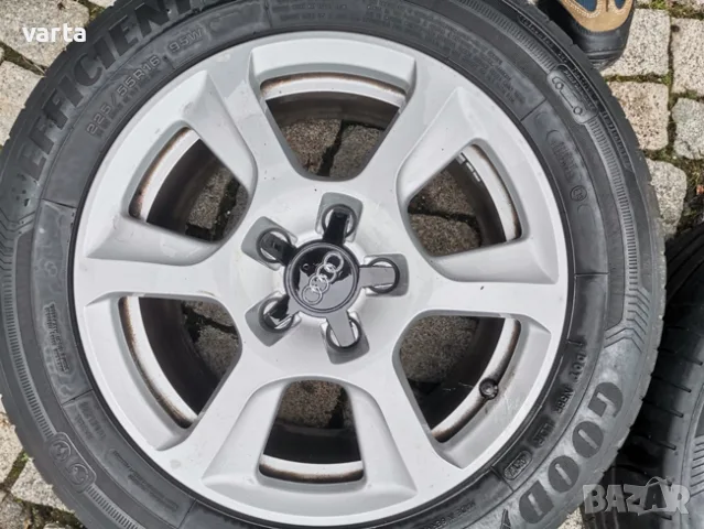 4бр ОРИГИНАЛНИ НЕМСКИ ЛЕТИ Audi джанти 5Х112, 16" с гуми GOODYEAR EFFICIENT GRIP 225/55/16, снимка 7 - Гуми и джанти - 55339083