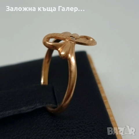 Стилен златен пръстен с фианит – 585 проба - 1,63г, снимка 3 - Пръстени - 54215041