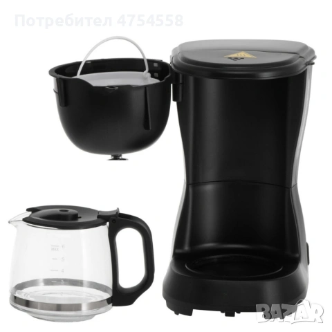 Компактна черна кафеварка 600W – 0.6L, поддържане на топлина и антикапкова система, снимка 9 - Други - 54274367
