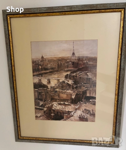 Картина на Париж с рамка и стъкло 🎨