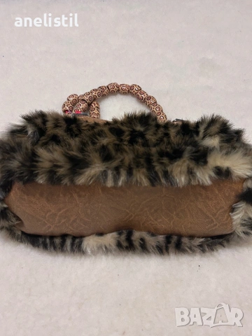Дамска чанта с еко косъм – леопардов десен, снимка 3 - Чанти - 55125546