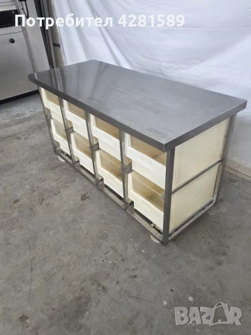 Немска спомагателна работна маса с кошове за продукти, снимка 2 - Други машини и части - 53972122