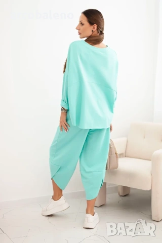 Дамски комплект от две части памучен суичър + панталон, 13цвята , снимка 4 - Комплекти - 46860411