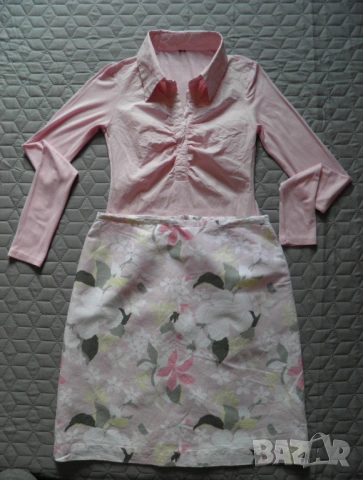 Дамски сет в розово пола и блуза