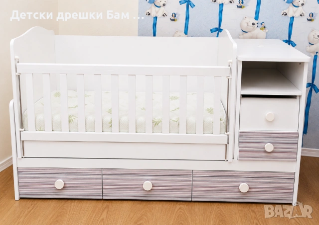 Трансформираща се бебешка кошара Dizain Baby с матрак Aloe Vera