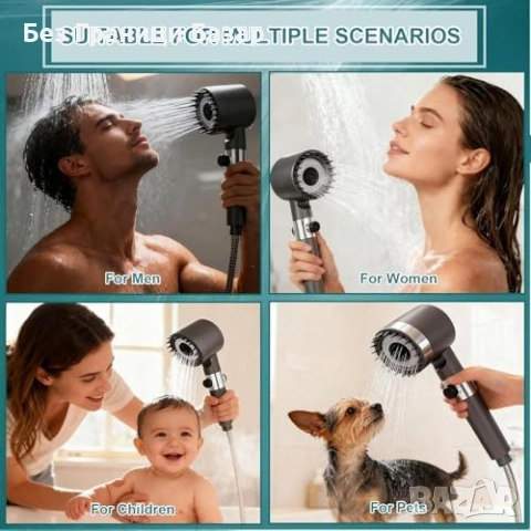 Нова Филтрираща душ слушалка 4 режима със стойка и маркуч 1.5 метра за баня, снимка 8 - Други стоки за дома - 54053335