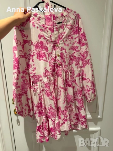 Рокля Zara 100% памук, снимка 3 - Рокли - 54667927