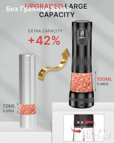 Нови Електрически солничка и пиперничка комплект 2 броя LED светлина за кухня подправки, снимка 5 - Други - 54142734