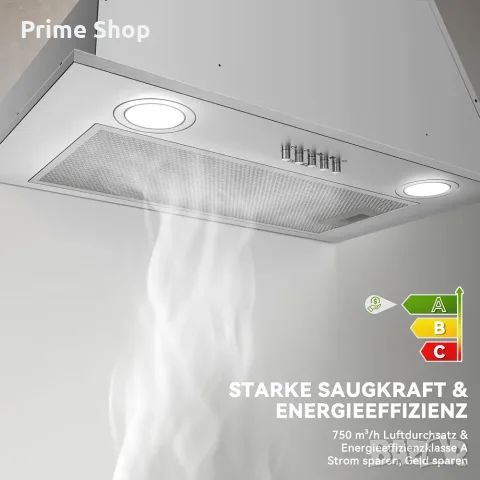 Абсорбатор за вграждане Hermitlux, 52 см, 750 m³/h, функция за рециркулация, LED осветление, Клас A, снимка 3 - Абсорбатори - 55536438