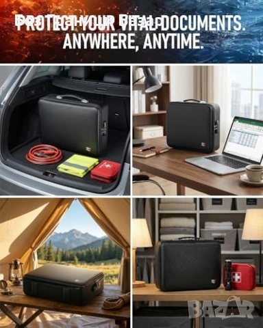 Нова Водоустойчива огнеупорна кутия за документи паспорт лаптоп защита, снимка 7 - Други стоки за дома - 53961317