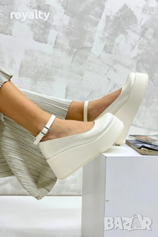 Обувки на платформа - бяла перла, снимка 2 - Дамски ежедневни обувки - 54028876