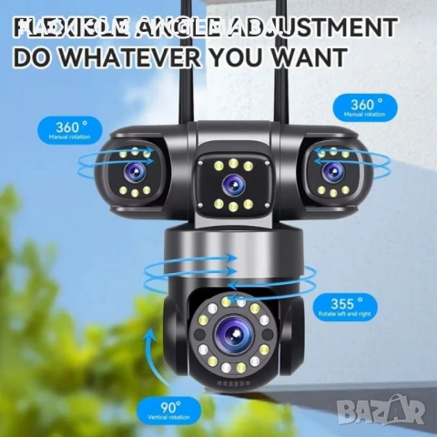 Камера Wifi 6MP 1080P с 3 обектива ( APP:YOOSEE Ai ) HD 360 градуса с микрофон и високоговорител, снимка 5 - IP камери - 54738033