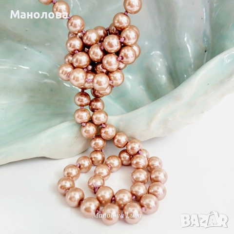 Колие от кристални розово злато перли SWAROVSKI., снимка 4 - Колиета, медальони, синджири - 55255946