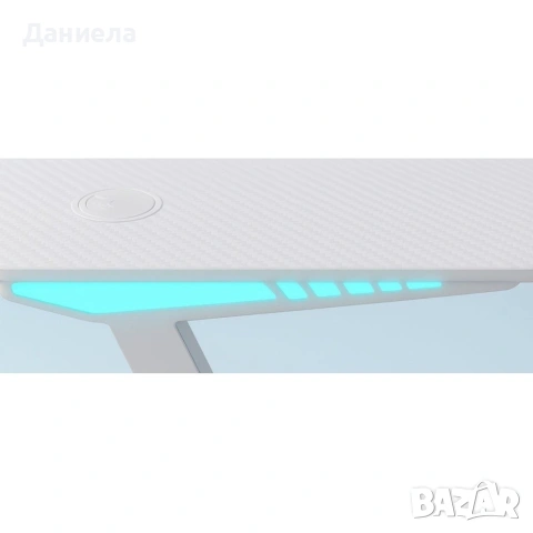 Геймърско бюро 140 см с RGB LED осветление, поставка за чаша и държач за слушалки – Бяло, снимка 6 - Други стоки за дома - 54695220