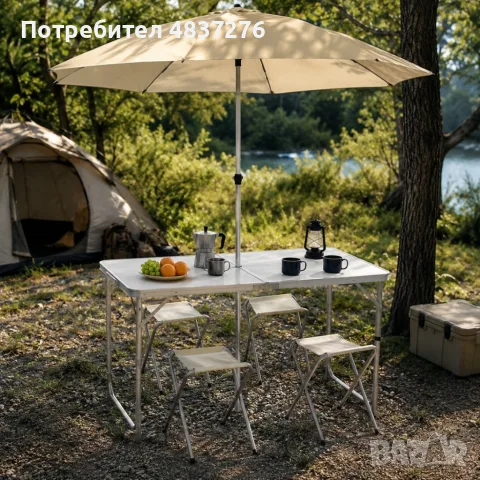 Сгъваема маса с 4 стола за двор, градина. , снимка 4 - Къмпинг мебели - 55502059