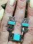 Сребърен винтиж комплект с тюркоаз и марказити, снимка 2