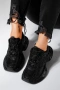 Дамски черни маратонки с кристали , снимка 4