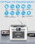 Преносим CD плейър Greadio CD-W16, Boombox касетофон с FM радио, Bluetooth 5.1, батерия 5000 mAh, снимка 4
