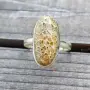 Сребърен пръстен с фосилизирана динозавърска кост, снимка 2
