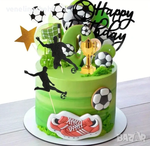 34 броя топер Happy birthday футболисти футболна топка купа балон топки за декорация на торта 