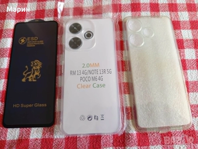 Продавам комплект силиконов гръб и стъклен протектор за Xiaomi Redmi 13 4G 256GB 8GB RAM Dual-SIM