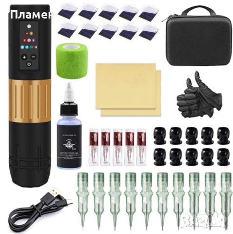 Безжична тату машинка (Tattoo Pen) – Пълен комплект за начинаещи и напреднали