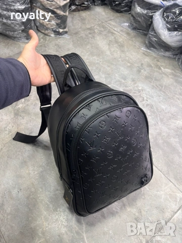 Louis Vuitton Нова Черна Кожена Раница Луи Витон 
