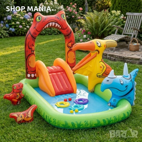 Водна площадка Bestway Jurassic 53160 – Детски мини аквапарк с пързалка и пръскачки, снимка 2 - Надуваеми играчки - 54626314